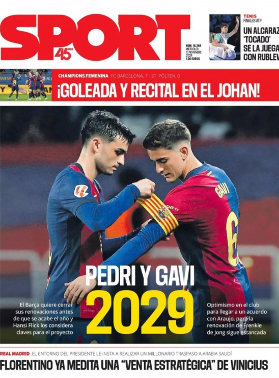 《每日体育报》：佩德里与加维将续约至2029年